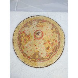 Vintage Asian conical decorated painted farmer style hat